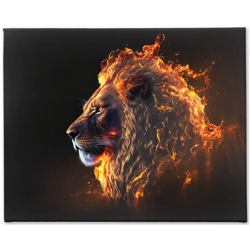 Flaming lion head canvas print 2 - Whaleriderz