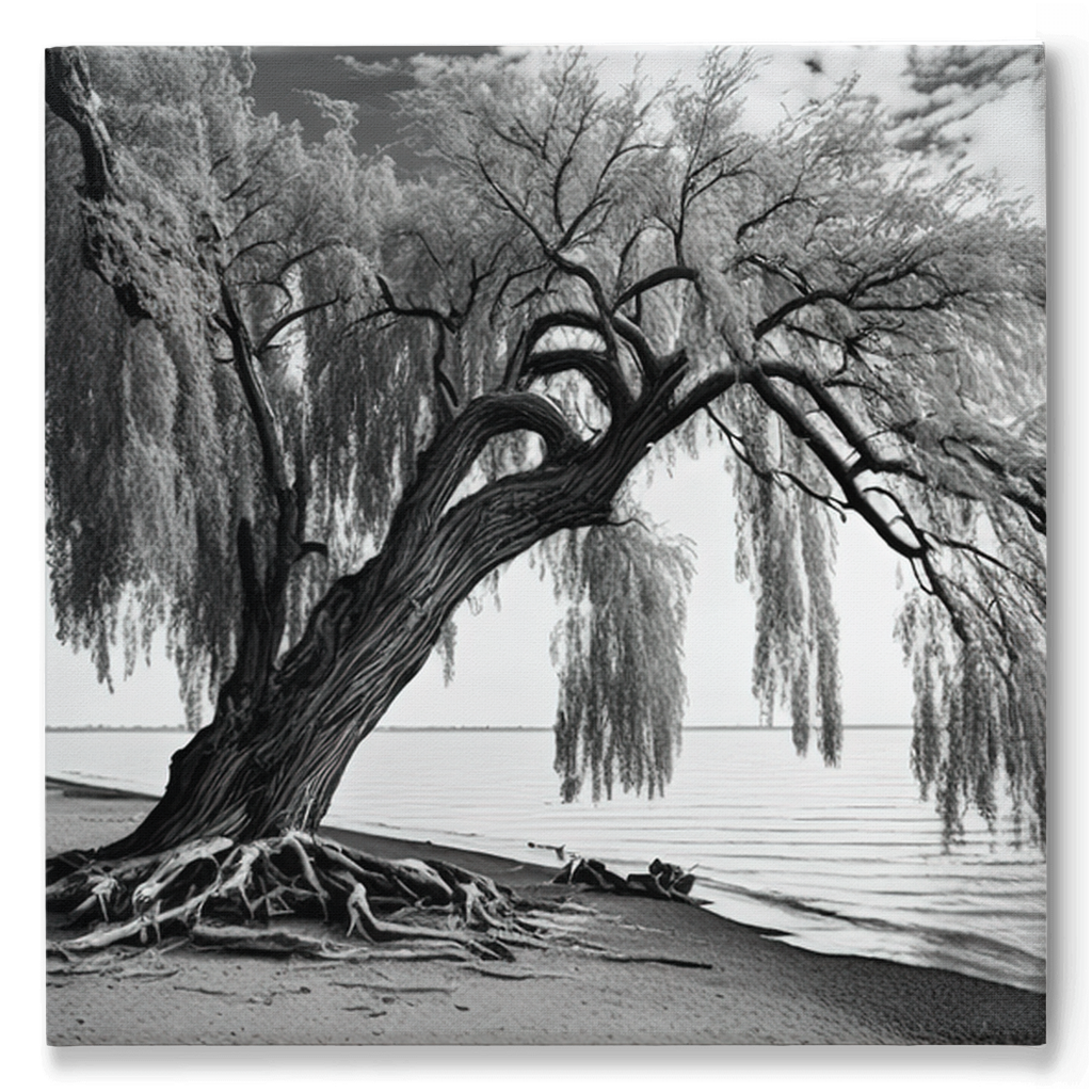 Willow tree on the beach, canvas - Whaleriderz