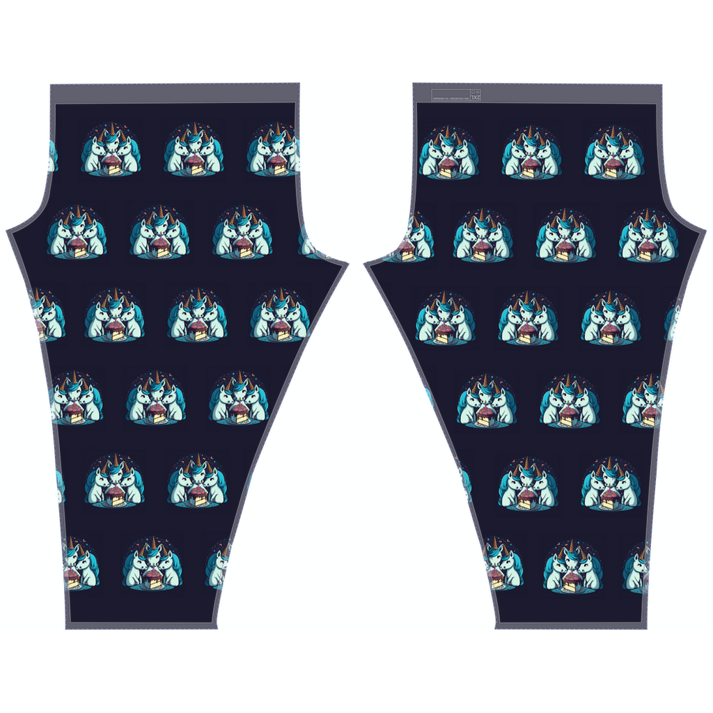 Unicorns eating cake dark blue leggings - Whaleriderz