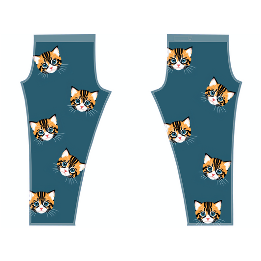 Dark blueish green catface leggings - Whaleriderz