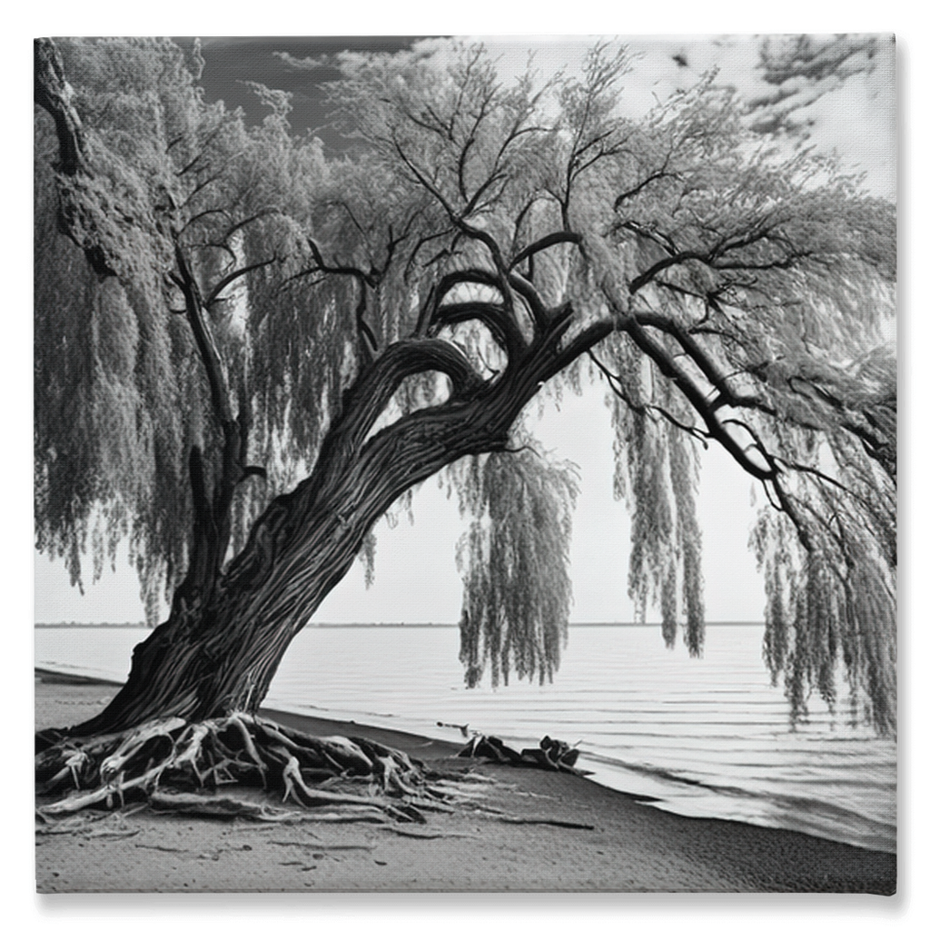 Willow tree on the beach, canvas - Whaleriderz