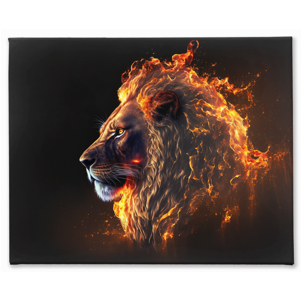 Flaming lion head canvas print 2 - Whaleriderz