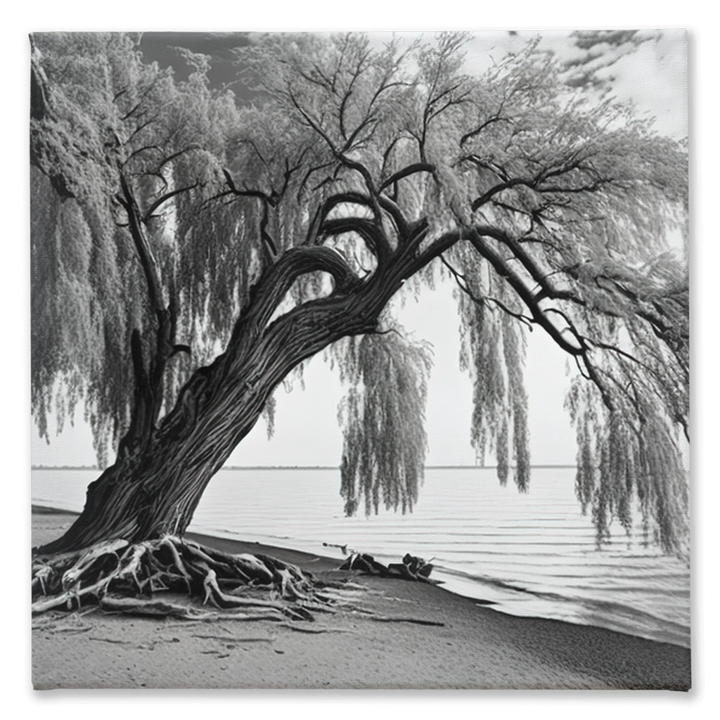 Willow tree on the beach, canvas - Whaleriderz