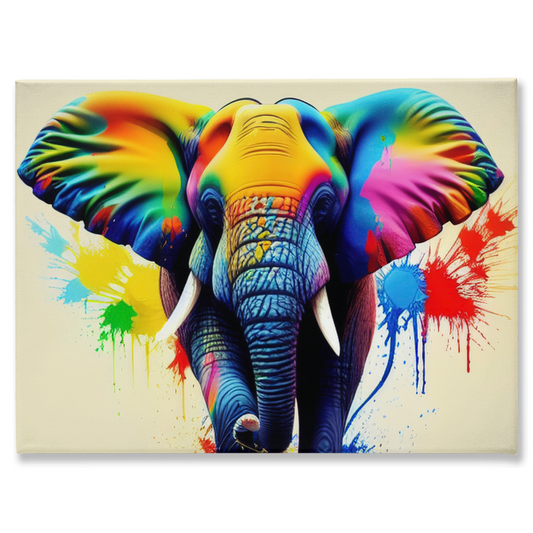 Elephant splash stretched canvas print - Whaleriderz