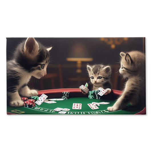 Kittens Playing Poker Canvas Print - Whaleriderz