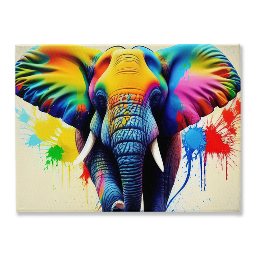 Elephant splash stretched canvas print - Whaleriderz