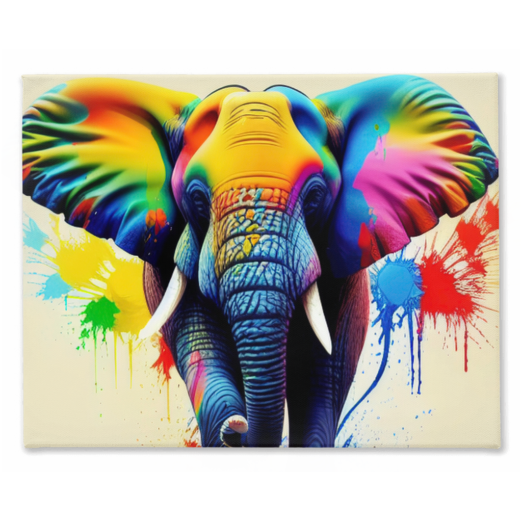 Elephant splash stretched canvas print - Whaleriderz