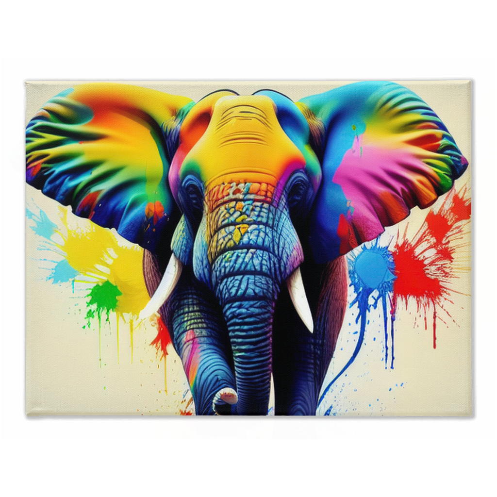 Elephant splash stretched canvas print - Whaleriderz