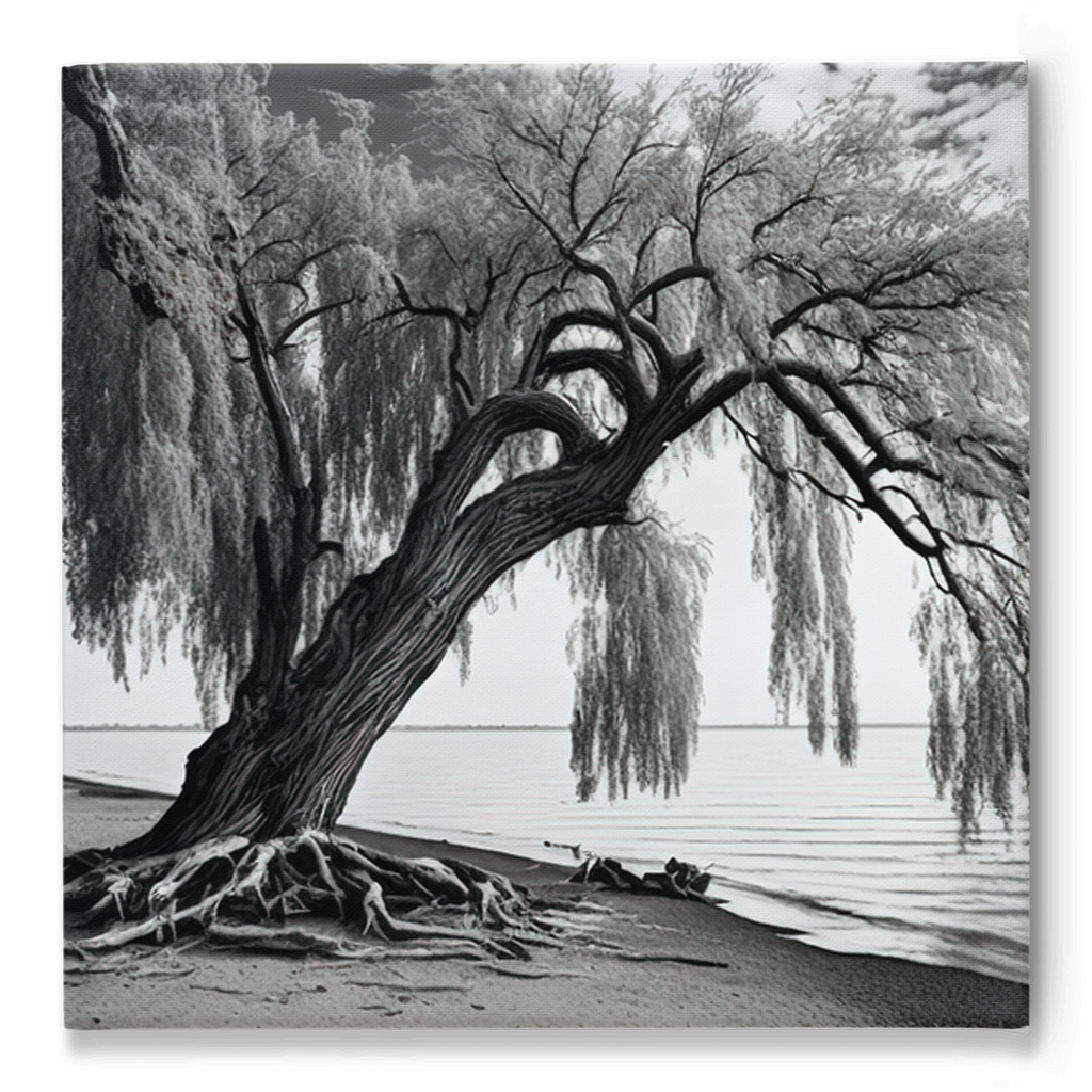 Willow tree on the beach, canvas - Whaleriderz