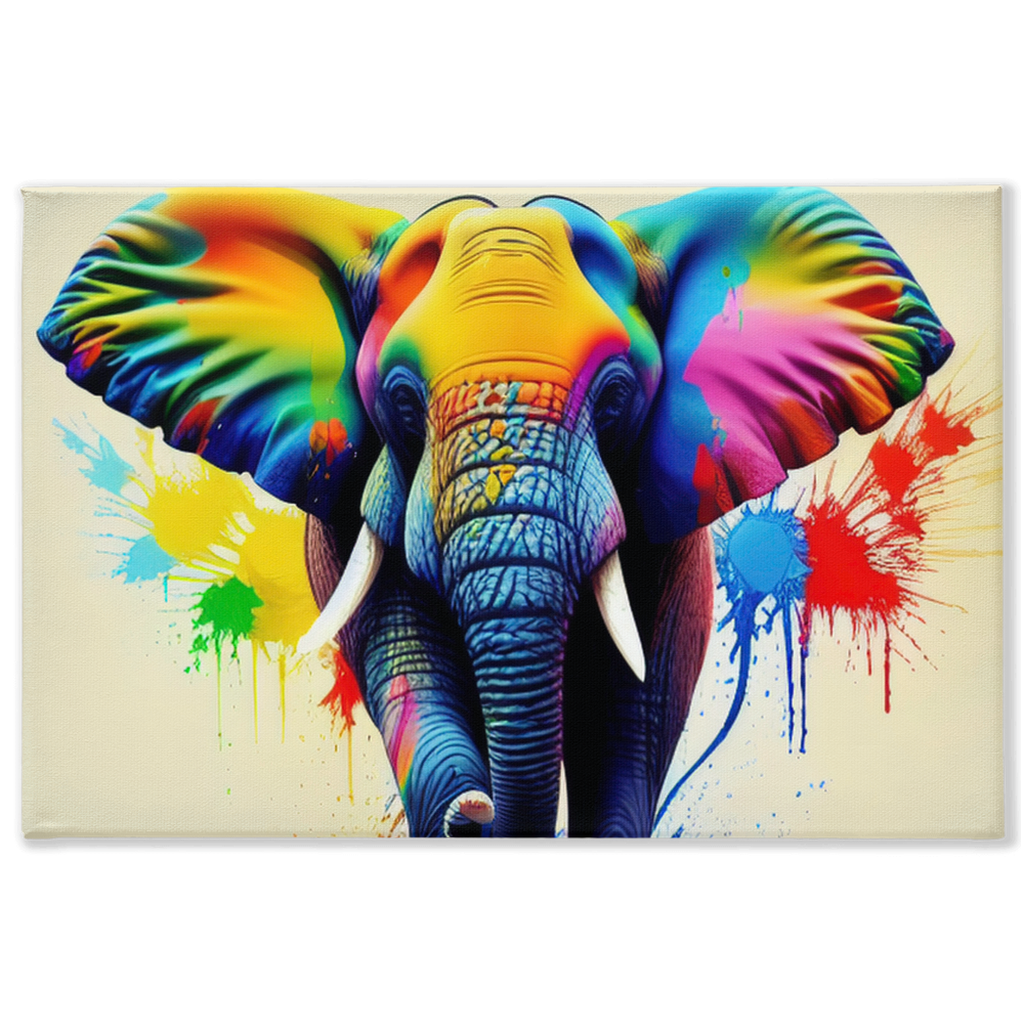 Elephant splash stretched canvas print - Whaleriderz