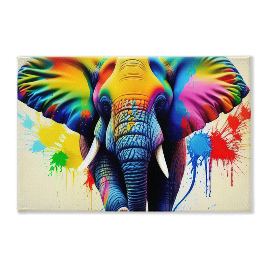 Elephant splash stretched canvas print - Whaleriderz