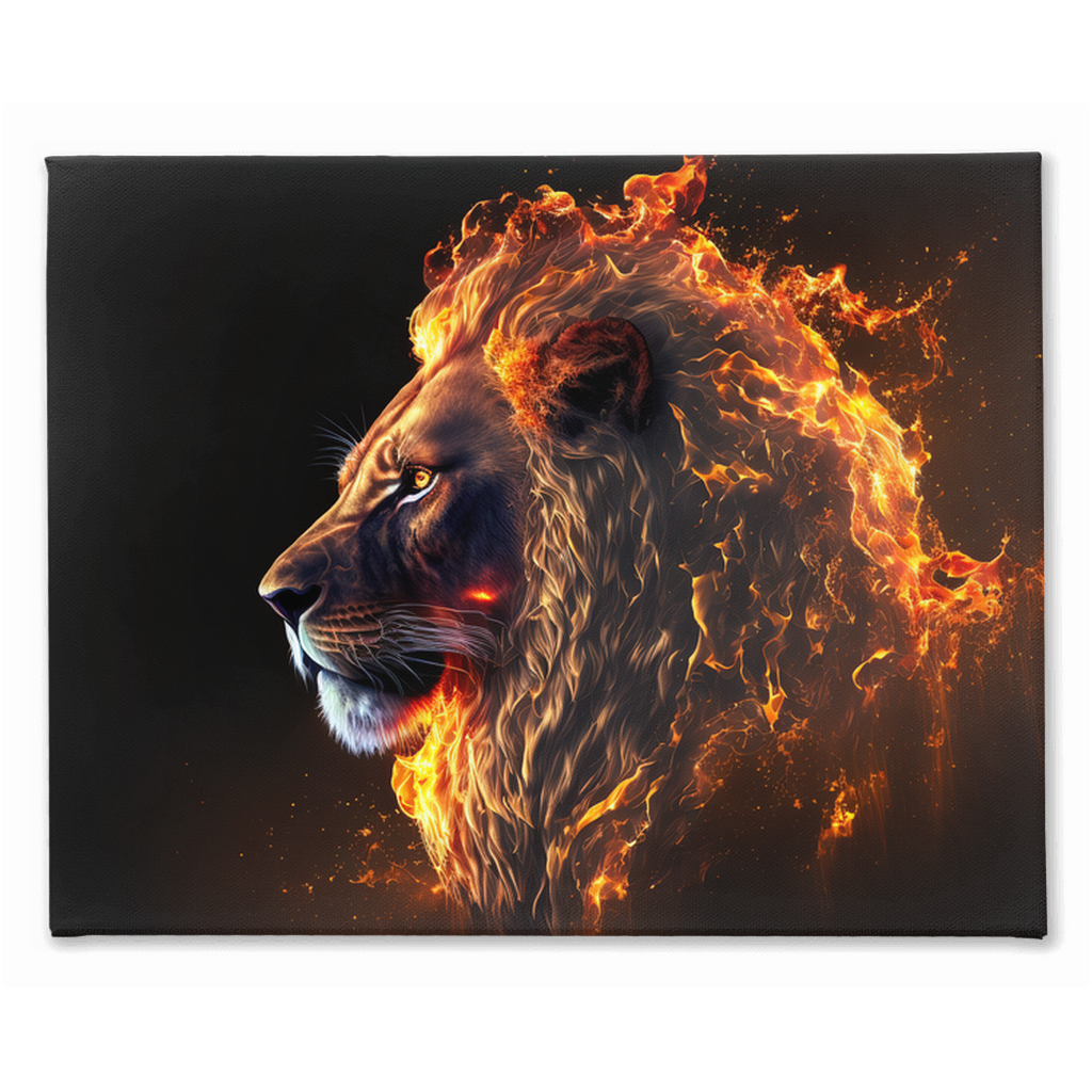 Flaming lion head canvas print 2 - Whaleriderz