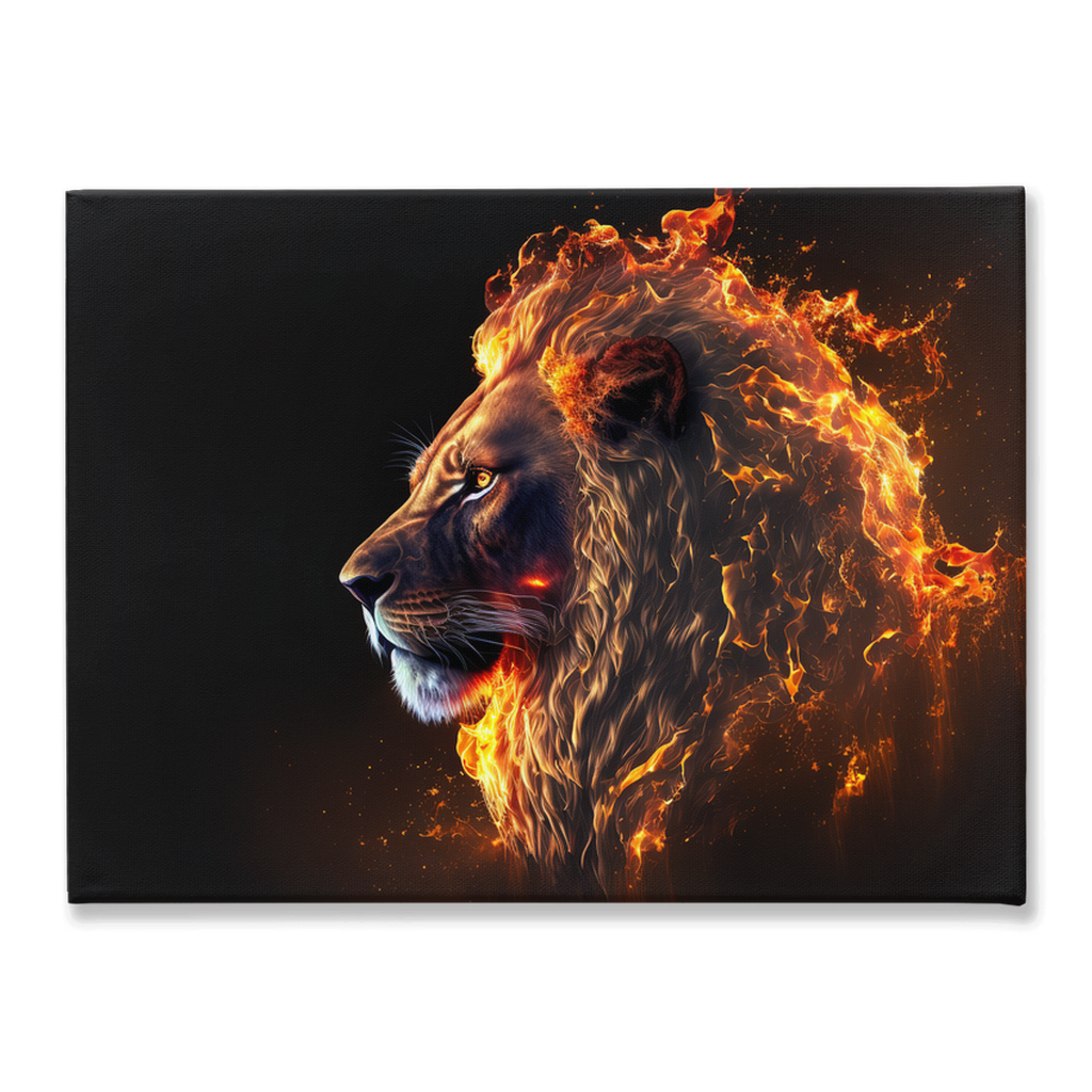 Flaming lion head canvas print 2 - Whaleriderz