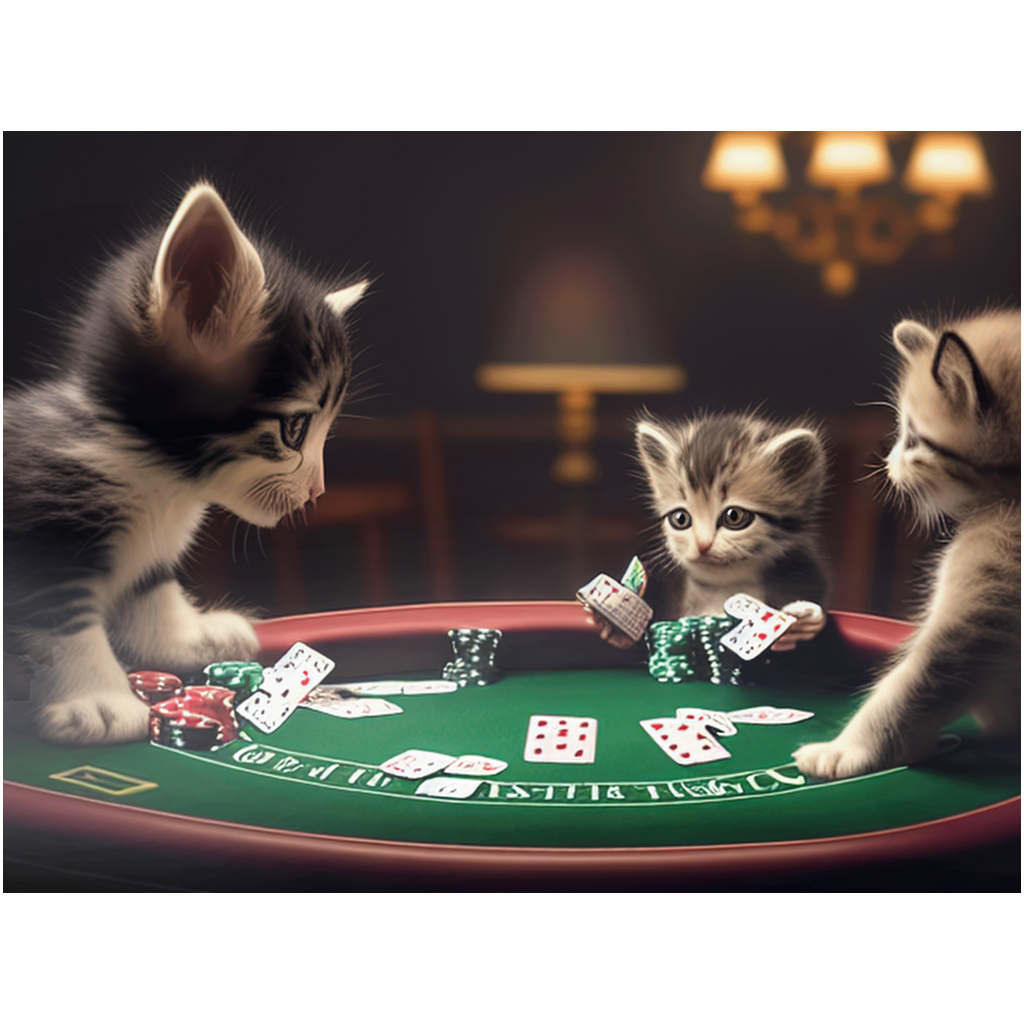 Cats playing poker metal print - Whaleriderz