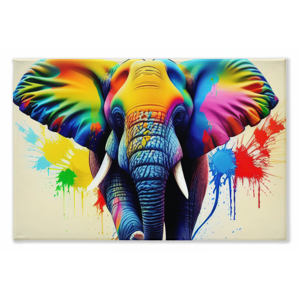 Elephant splash stretched canvas print - Whaleriderz