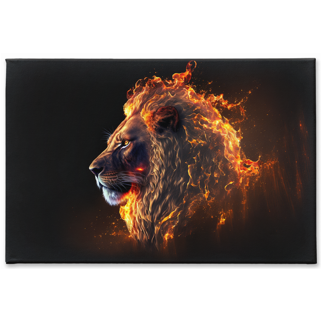 Flaming lion head canvas print 2 - Whaleriderz