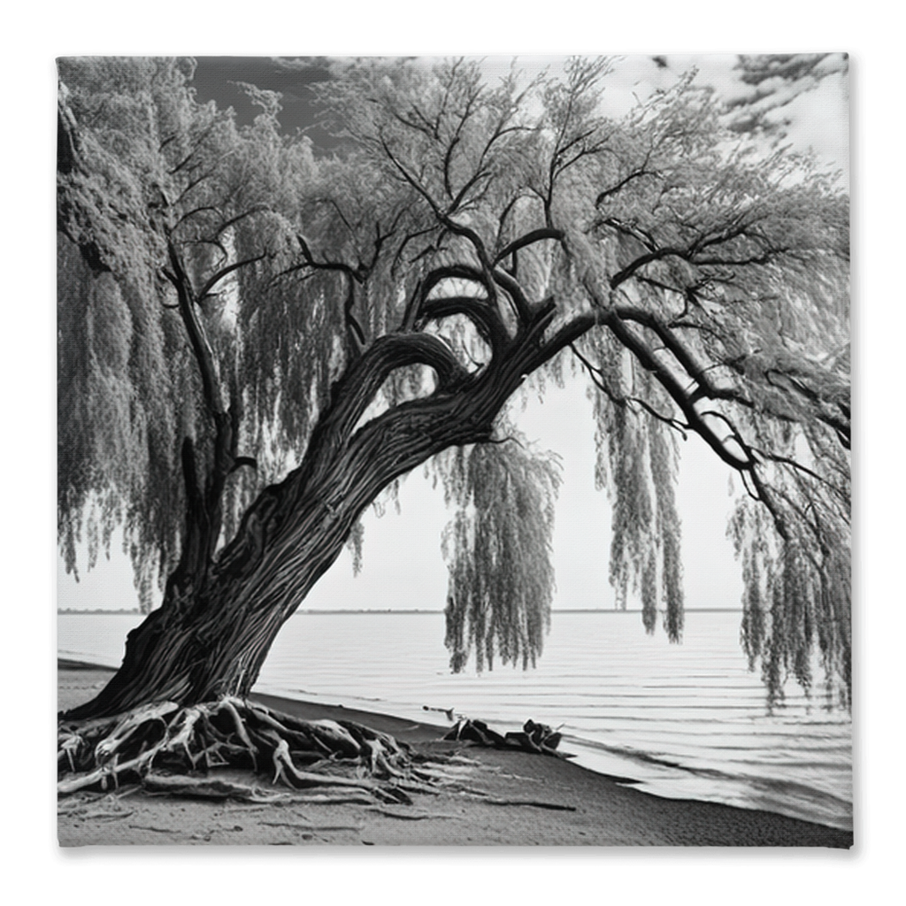 Willow tree on the beach, canvas - Whaleriderz