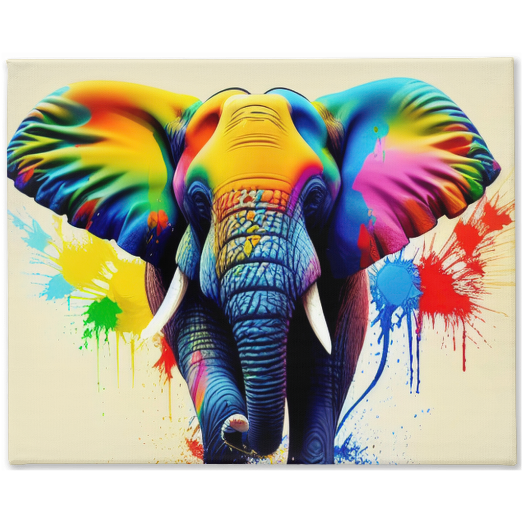 Elephant splash stretched canvas print - Whaleriderz