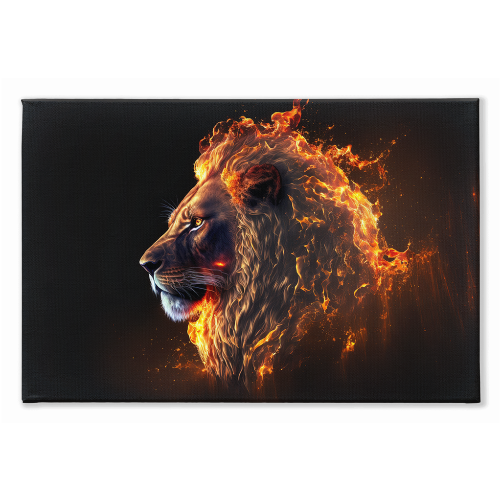 Flaming lion head canvas print 2 - Whaleriderz