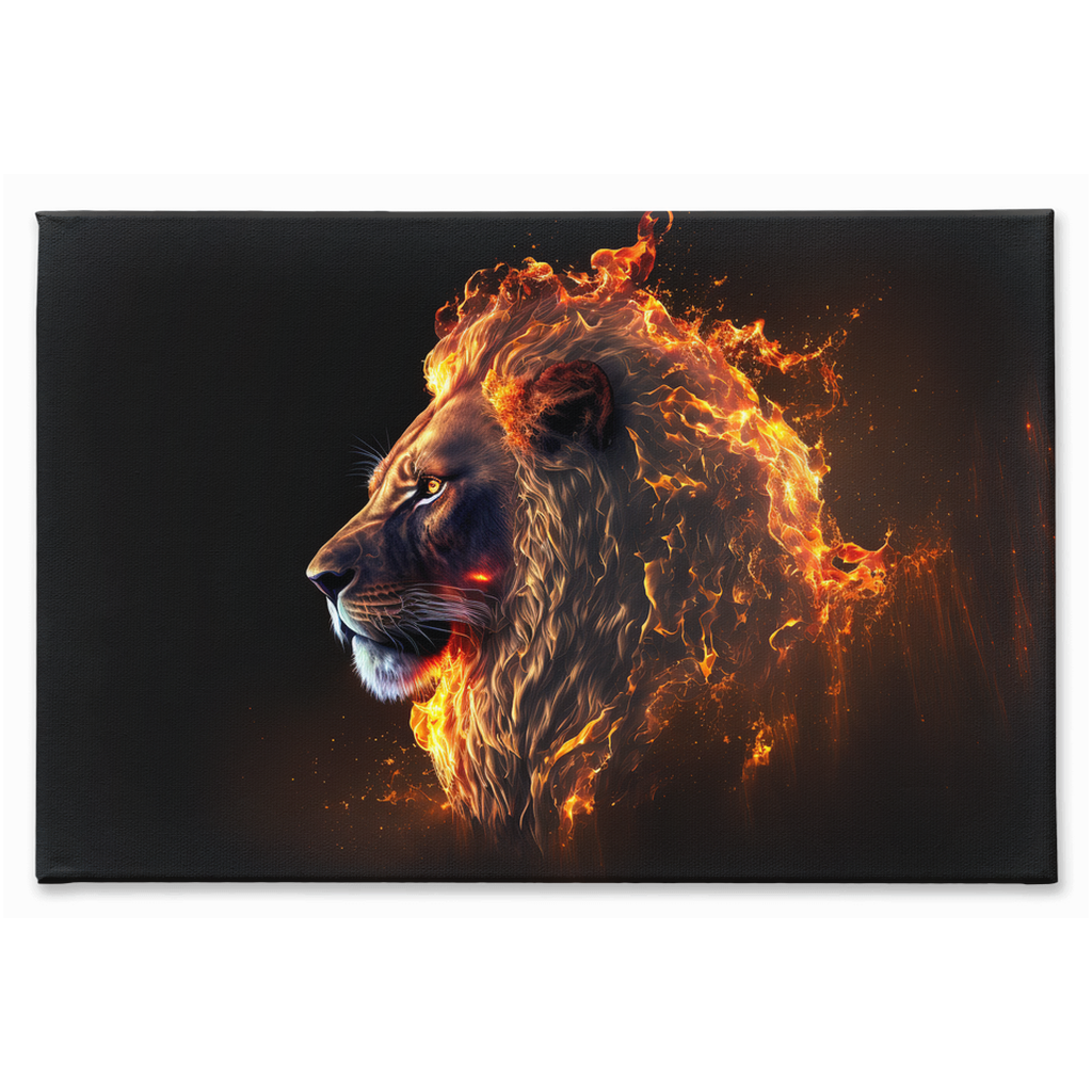 Flaming lion head canvas print 2 - Whaleriderz