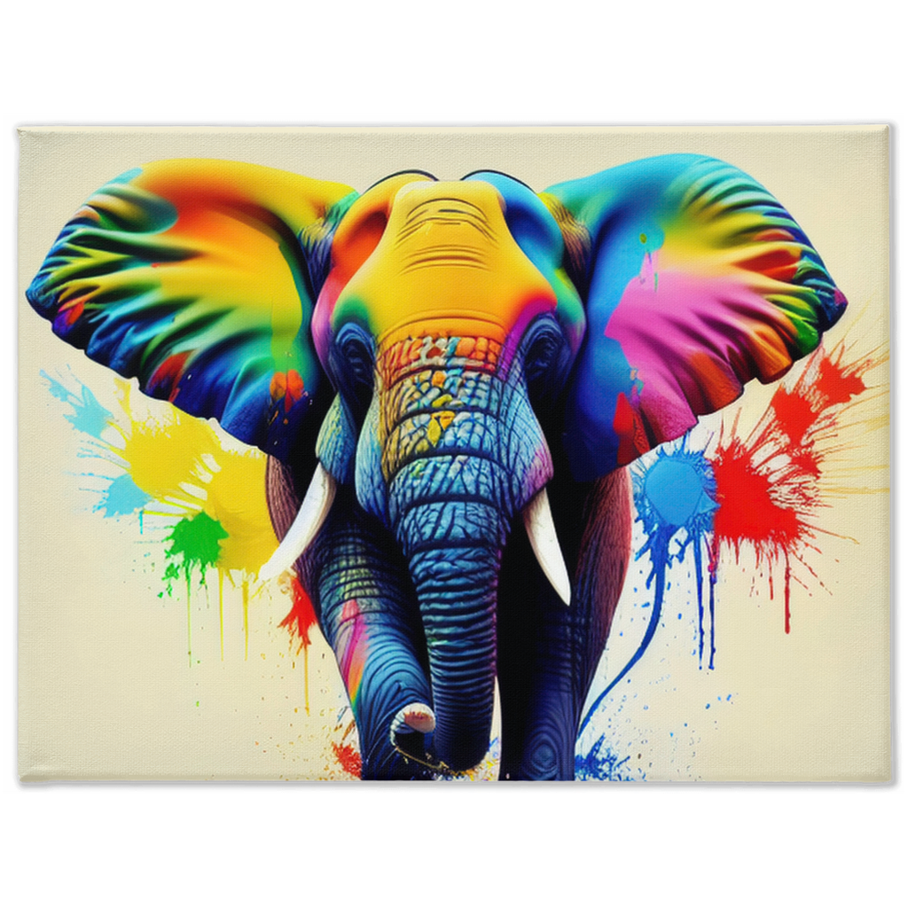 Elephant splash stretched canvas print - Whaleriderz