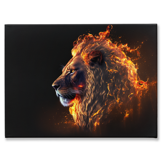 Flaming lion head canvas print 2 - Whaleriderz