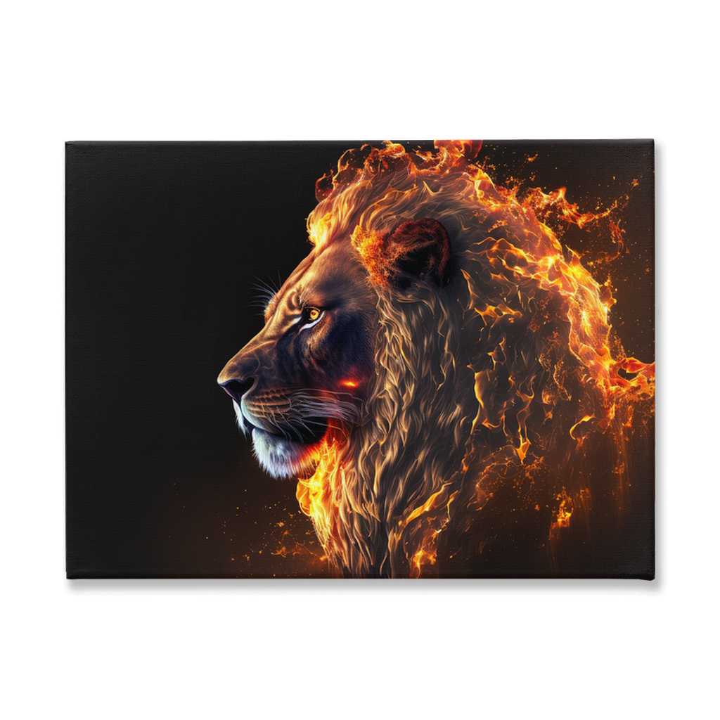 Flaming lion head canvas print 2 - Whaleriderz