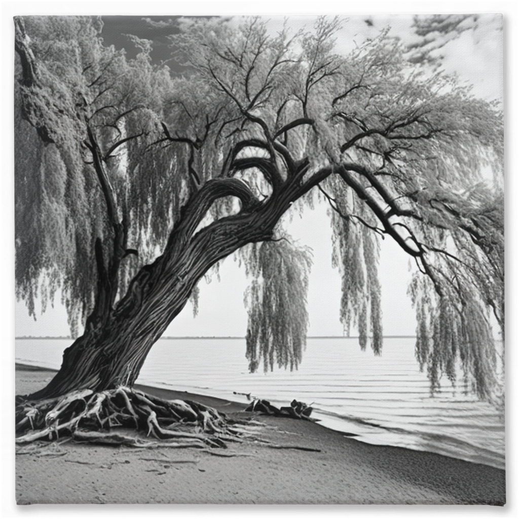 Willow tree on the beach, canvas - Whaleriderz