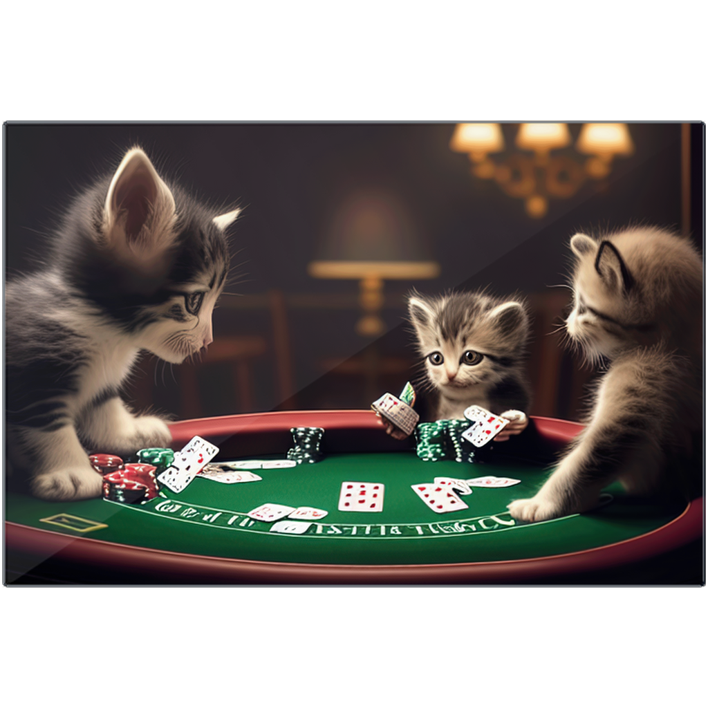 Cats playing poker metal print - Whaleriderz