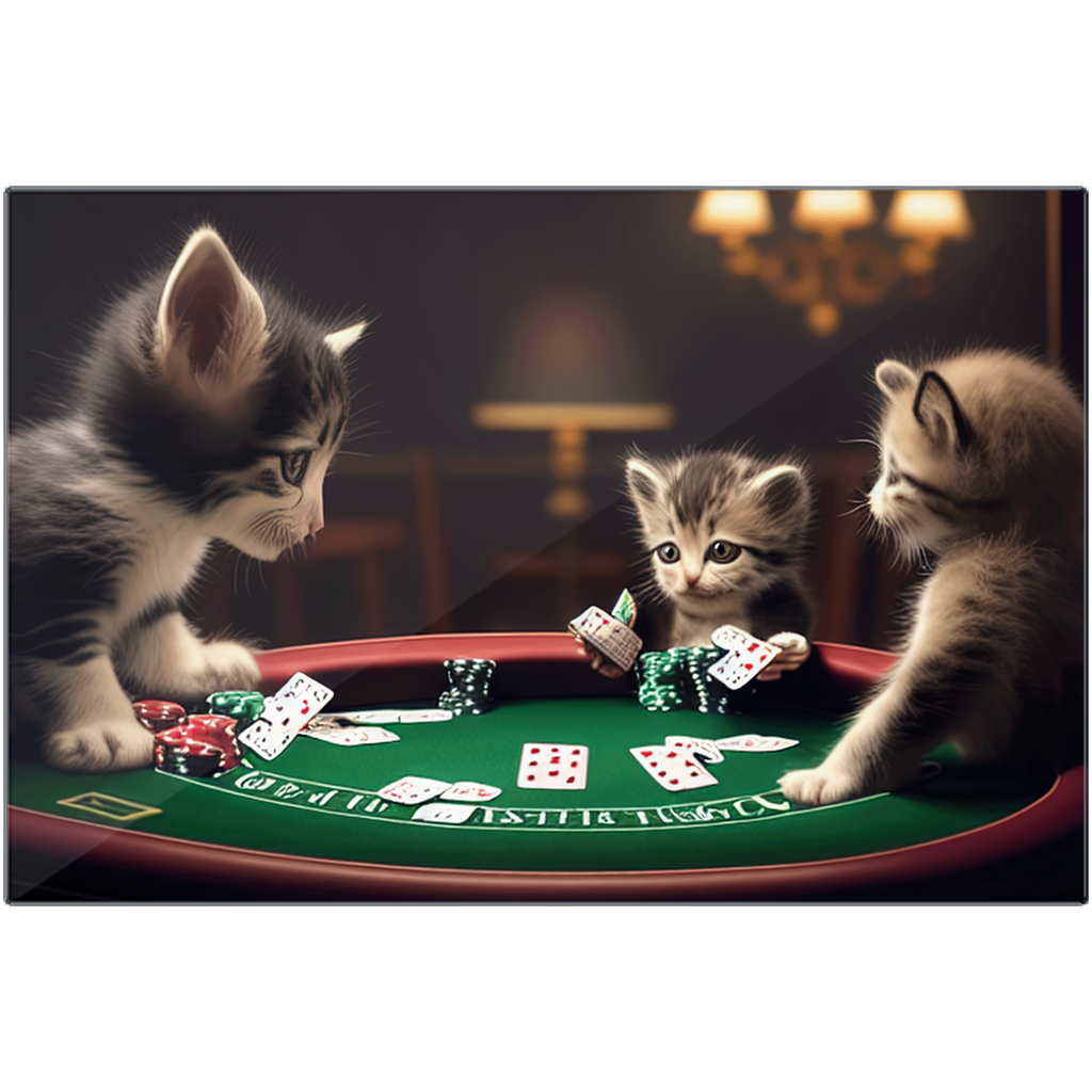 Cats playing poker metal print - Whaleriderz