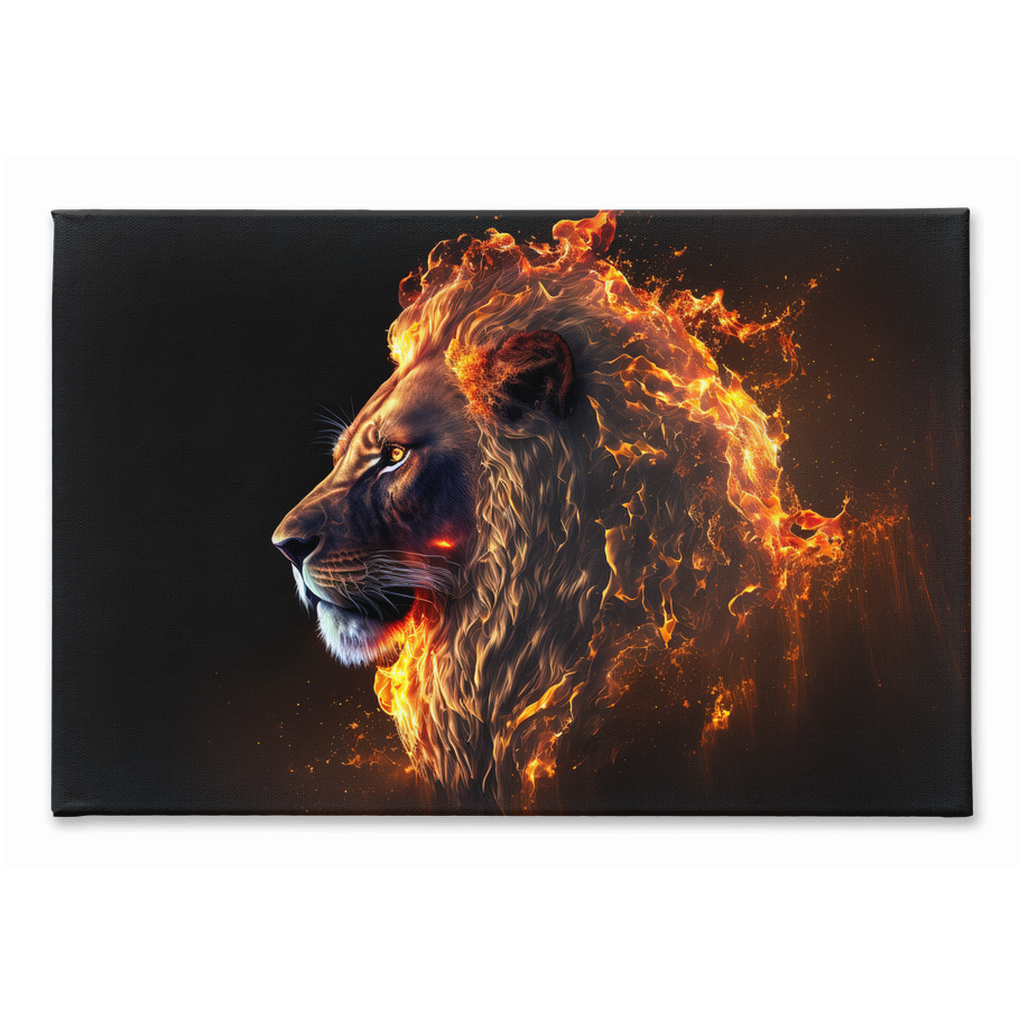 Flaming lion head canvas print 2 - Whaleriderz