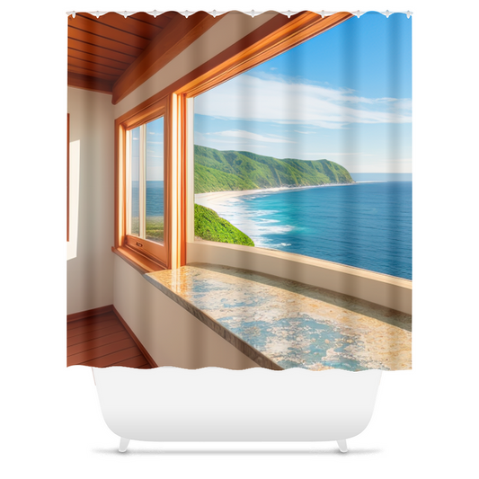 Window into Paradise shower curtain - Whaleriderz