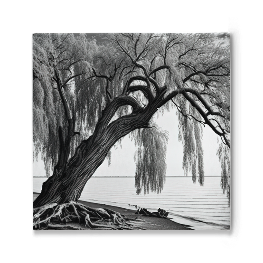 Willow tree on the beach, canvas - Whaleriderz