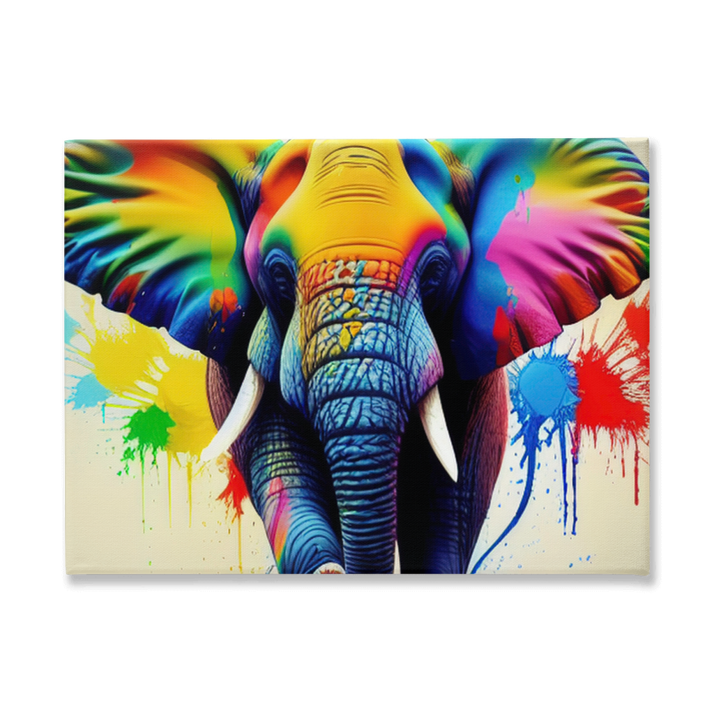 Elephant splash stretched canvas print - Whaleriderz