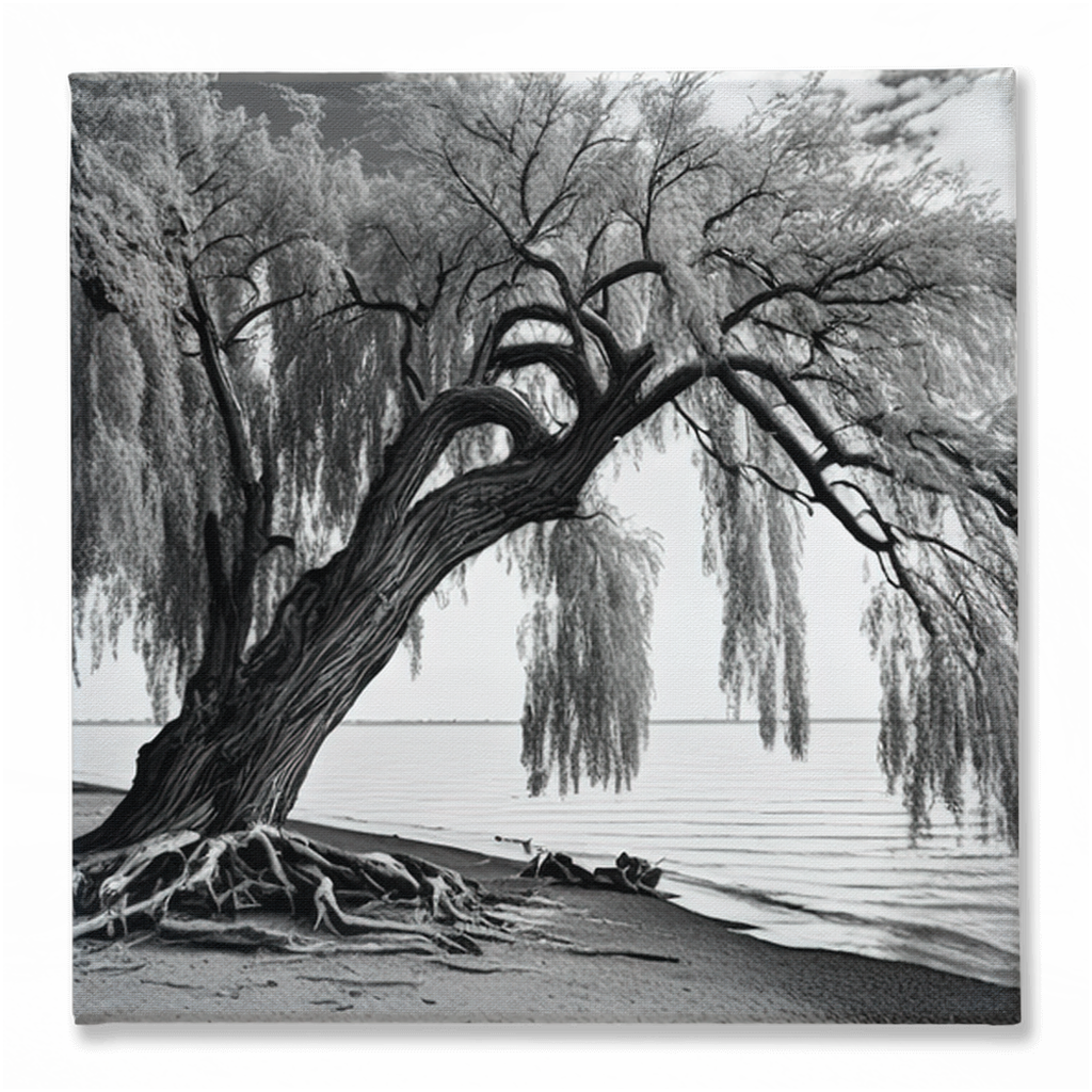 Willow tree on the beach, canvas - Whaleriderz