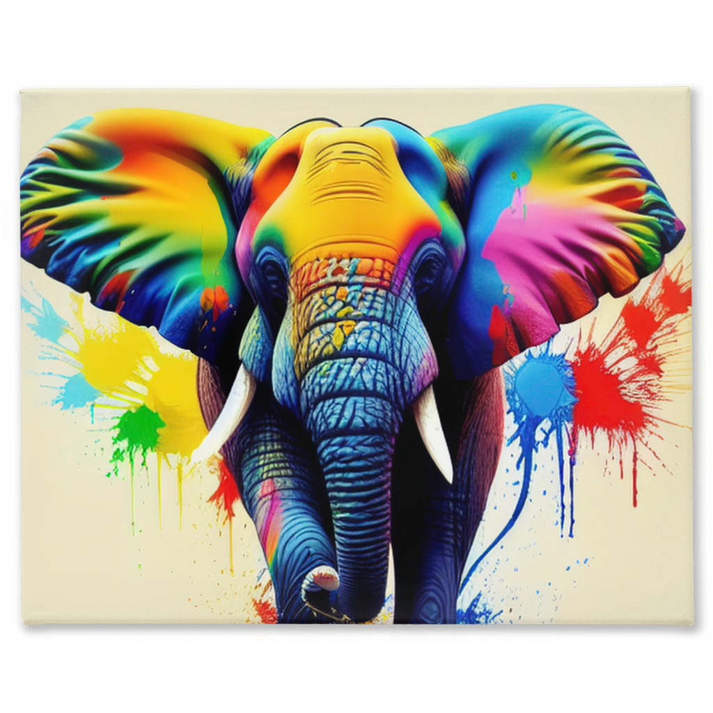 Elephant splash stretched canvas print - Whaleriderz