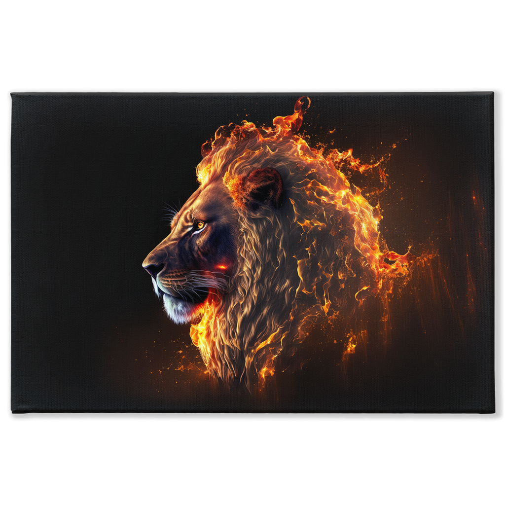 Flaming lion head canvas print 2 - Whaleriderz