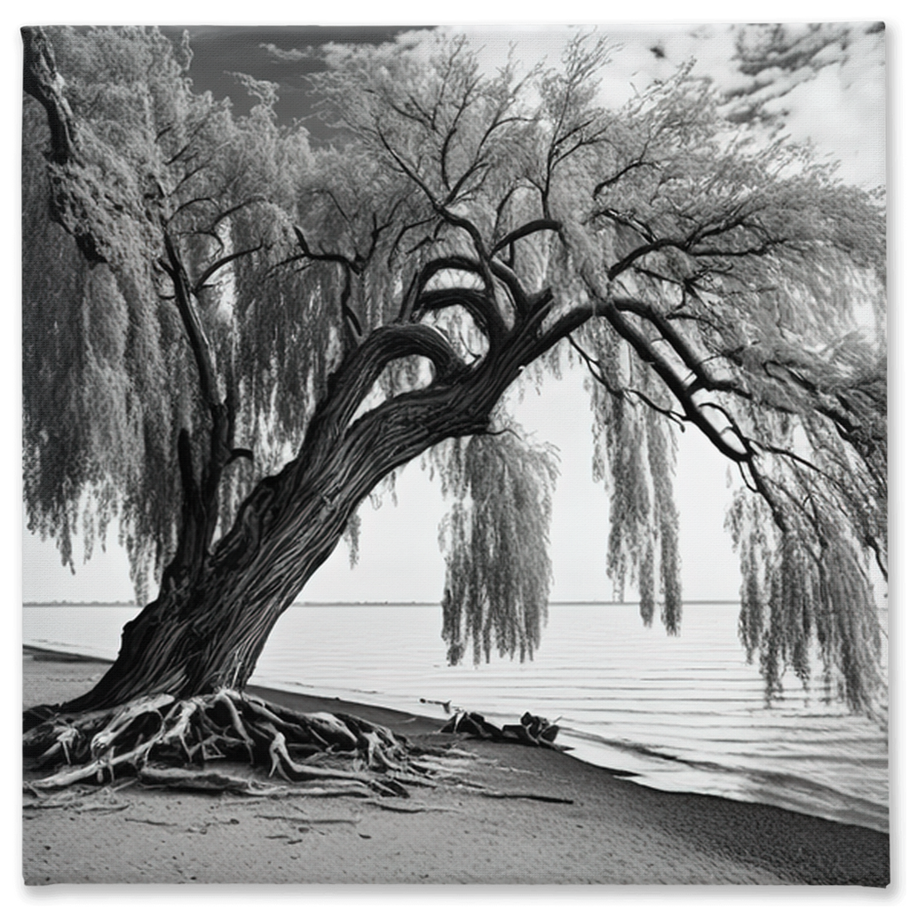 Willow tree on the beach, canvas - Whaleriderz